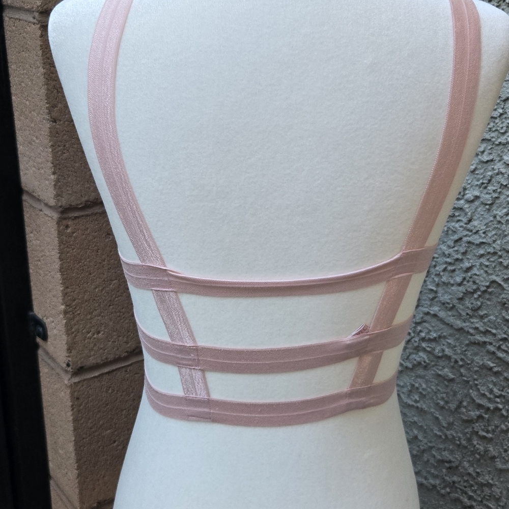 Lovechild Boudoir Handmade Rare Pink Floral Mesh Top - Picture 7 of 10